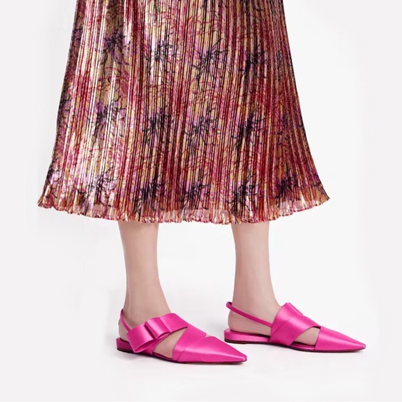 ♠️Kate Spade Bianca Satin Flats, Vivid Snapdragon Pink NIB - Picture 8 of 9